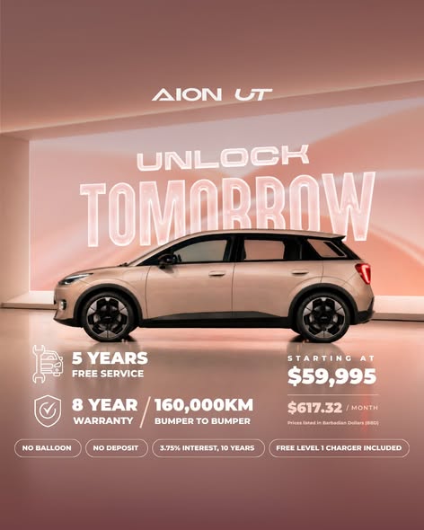 Drive for Free with the AION UT: $2,400 Towards Electricity Bill + 5 Years Free Servicing