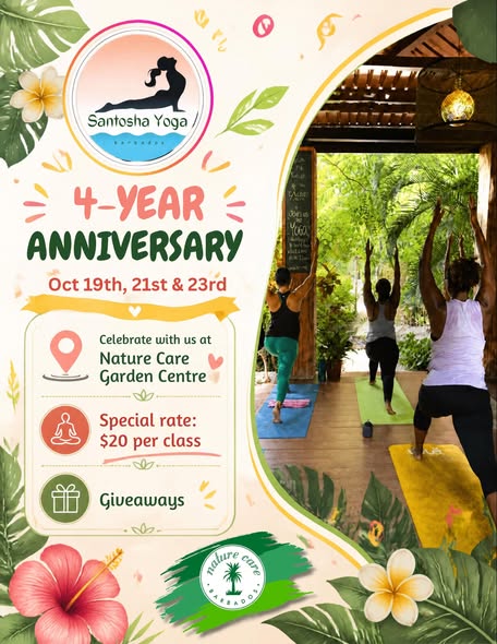 Santosha Yoga 4-Year Anniversary – $20 Classes at Nature Care Garden Centre