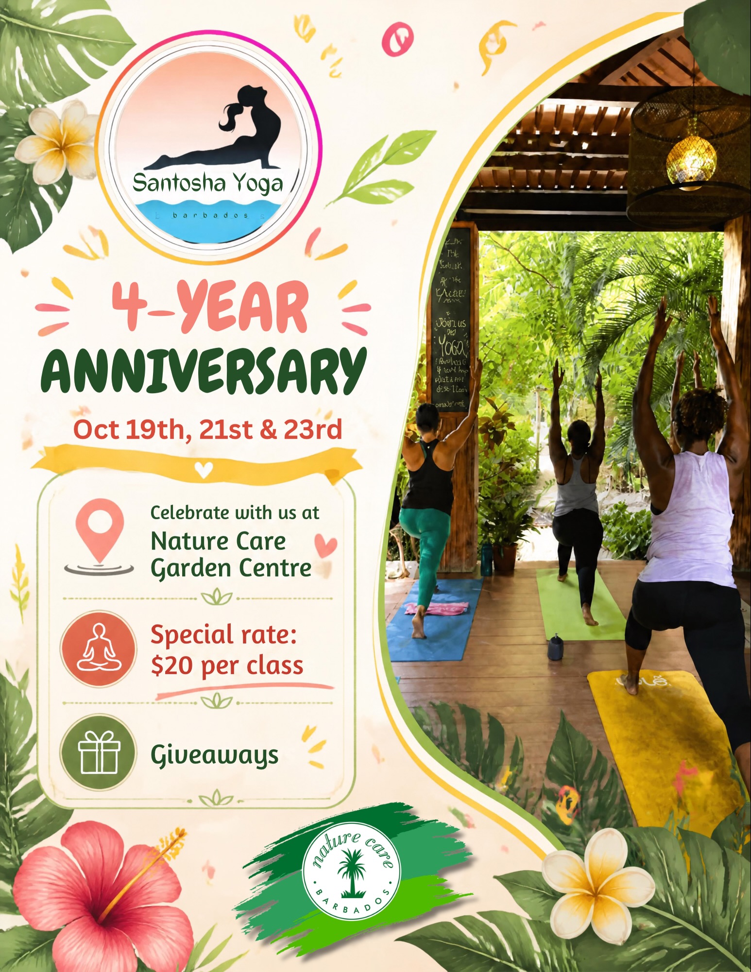 Santosha Yoga 4-Year Anniversary Week – $20 Per Class