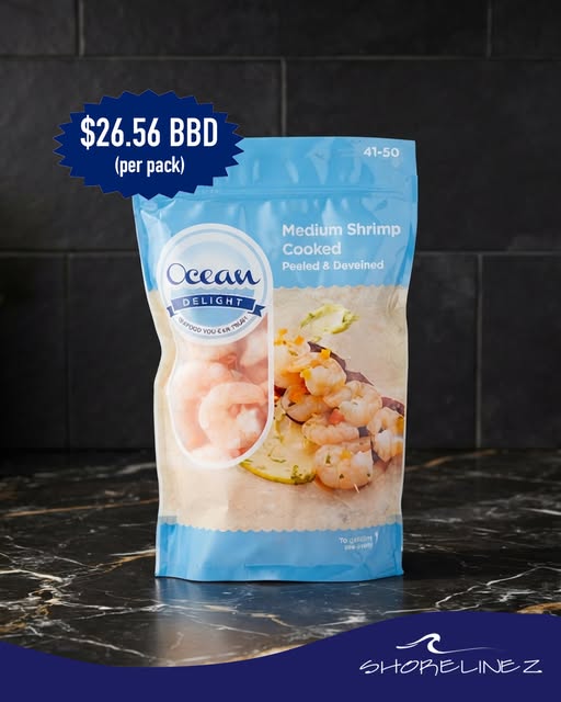 Ocean Delight Medium Shrimp – $26.56 BBD Per Pack + Free Delivery Over $100