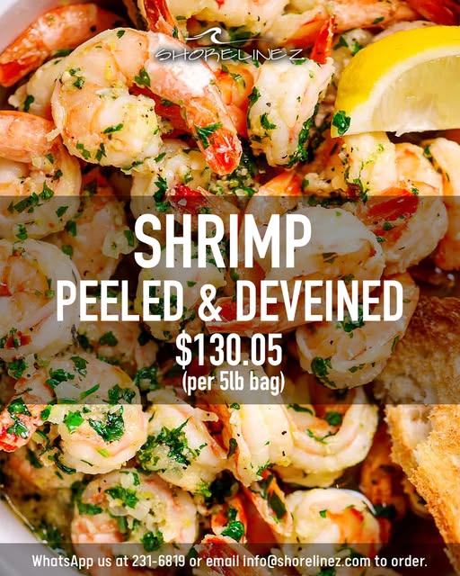 Peeled & Deveined Shrimp – $130.05 per 5lb Bag