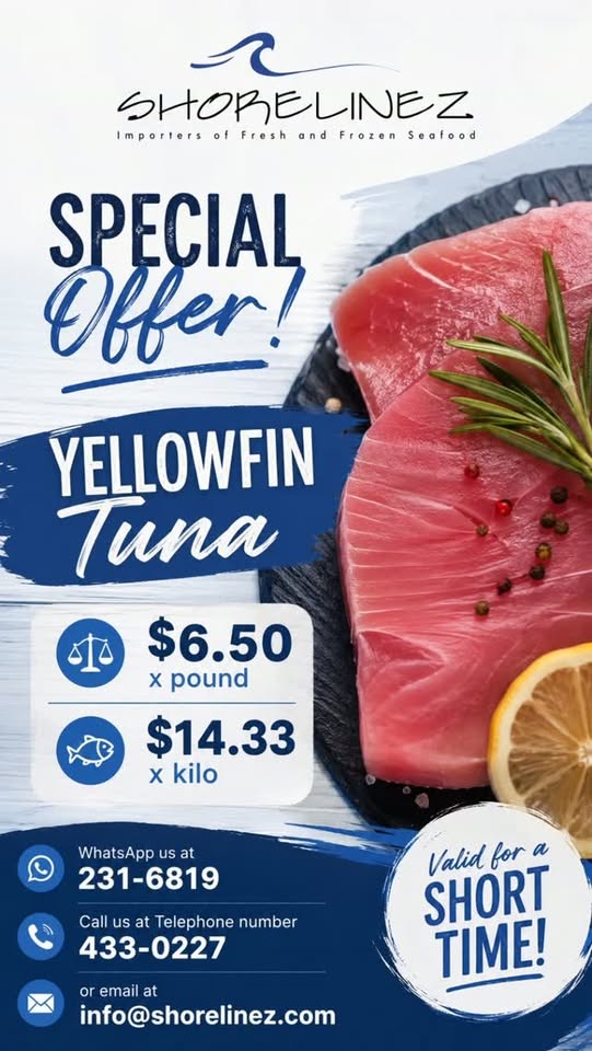 Shorelinez Yellowfin Tuna Special – $6.50/lb or $14.33/kg