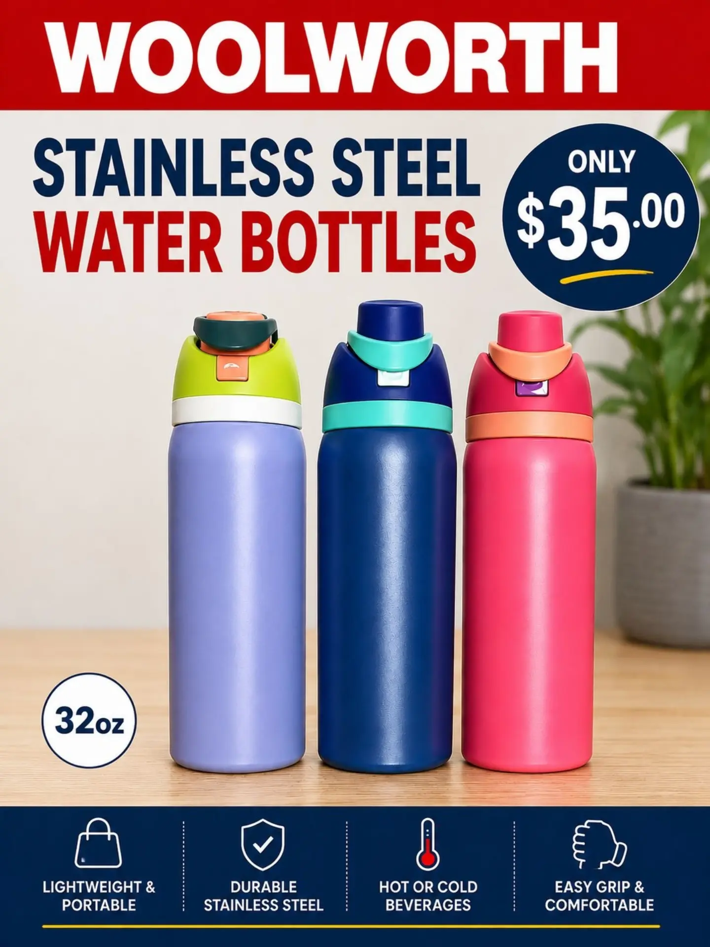 Woolworth Stainless Steel Water Bottles – Only $35.00