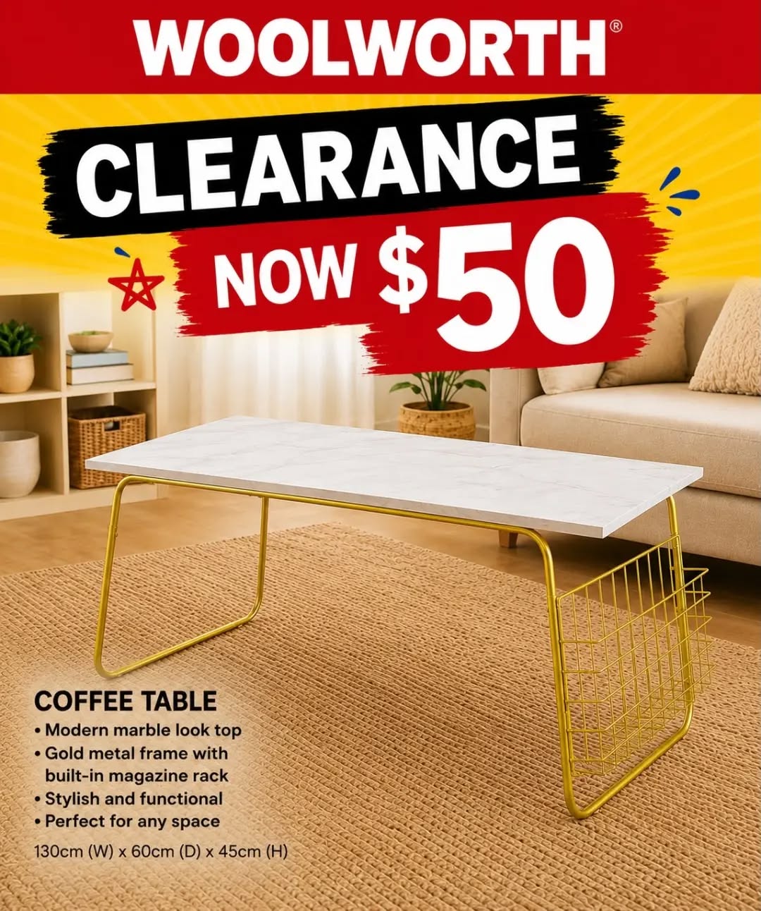 Woolworth Clearance: Coffee Table Now $50
