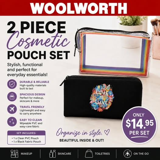 2 Piece Cosmetic Pouch Set – Only $14.95