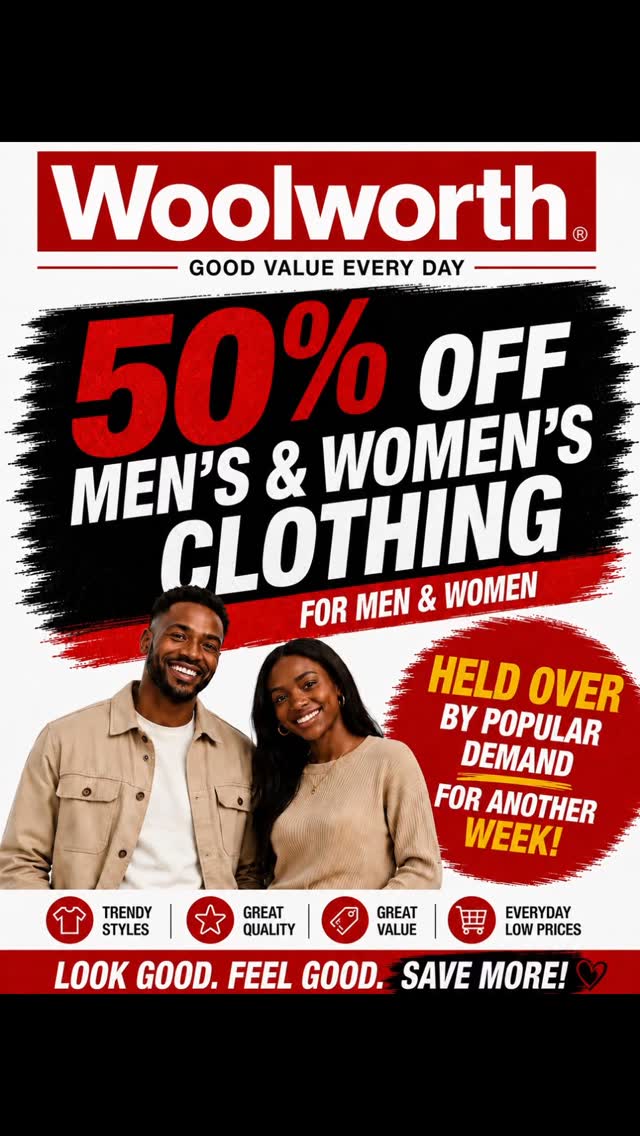 Woolworth Barbados – 50% Off Men's & Women's Clothing (Held Over!)