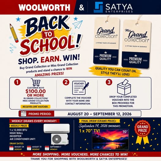 Woolworth & Satya Enterprises Back to School – Shop. Earn. Win!