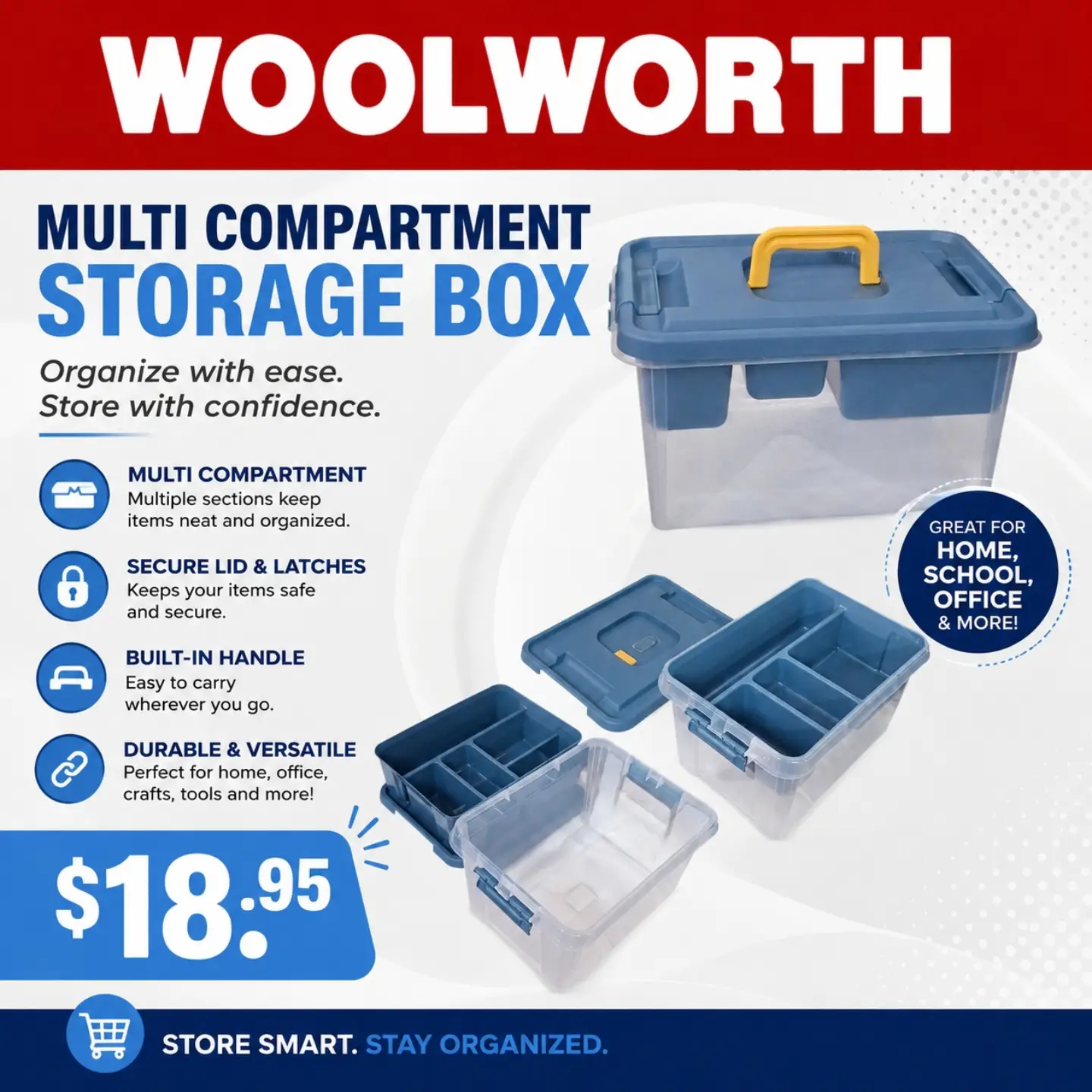 Multi Compartment Storage Box – $18.95 at Woolworth Barbados