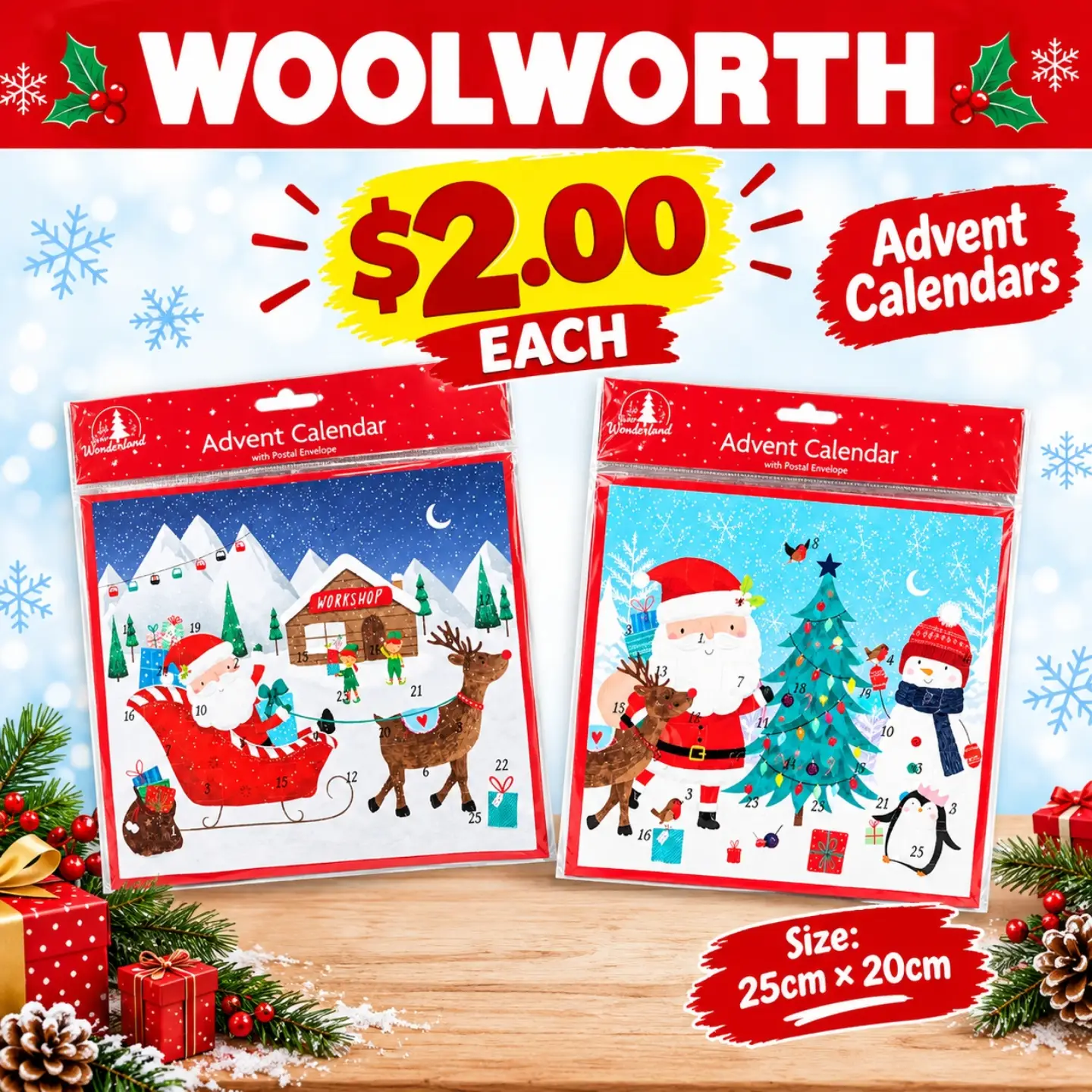 Christmas Advent Calendars from $2.00 at Woolworth
