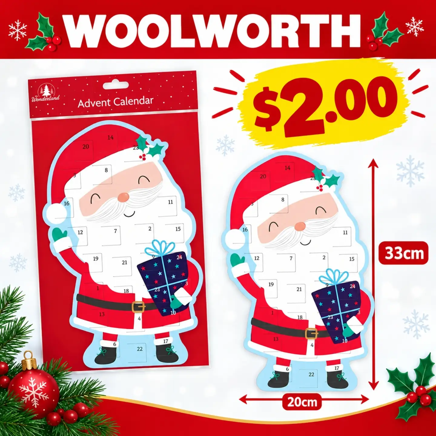 Christmas Advent Calendars from $2.00 at Woolworth