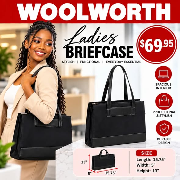 Woolworth Bags: Ladies Briefcases $69.95, Laptop Bag $22.95