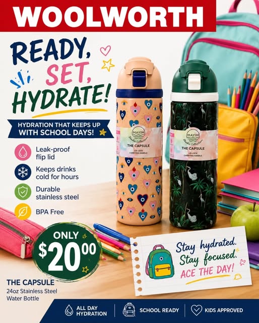 Woolworth – The Capsule 24oz Stainless Steel Water Bottle for Only $20.00