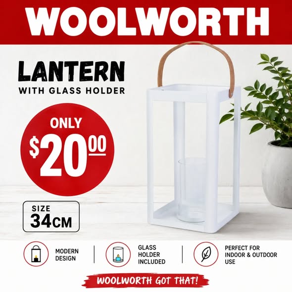 Woolworth Lanterns with Glass Candle Holders from $20.00