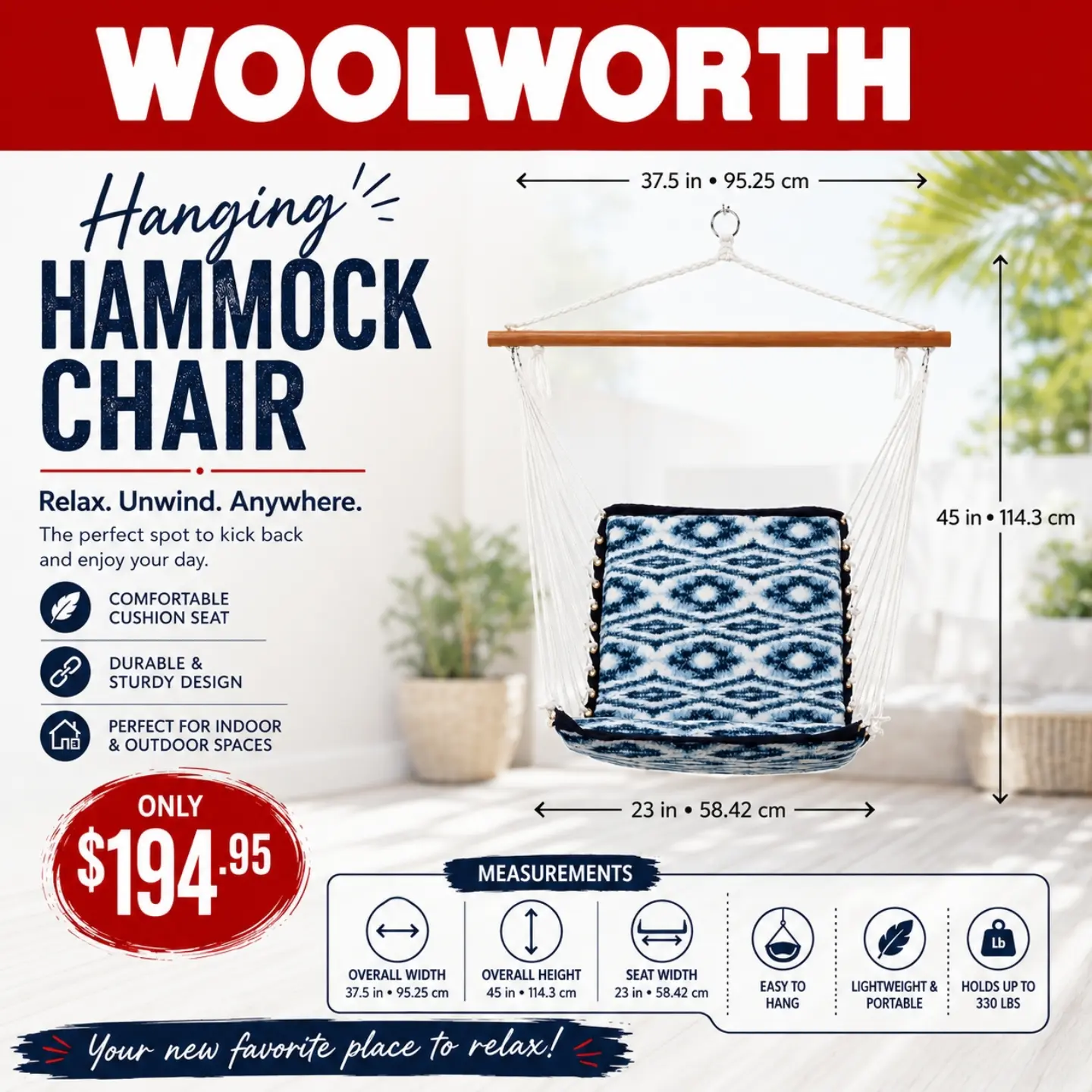 Hanging Hammock Chair – Only $194.95 at Woolworth Barbados