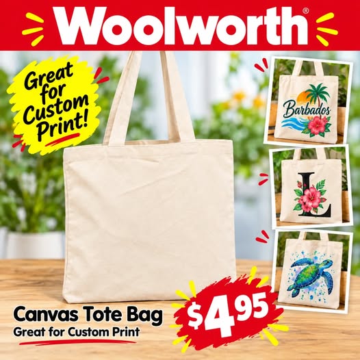 Canvas Tote Bag - $4.95 at Woolworth