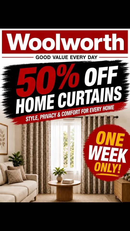 50% Off Home Curtains – One Week Only at Woolworth Barbados