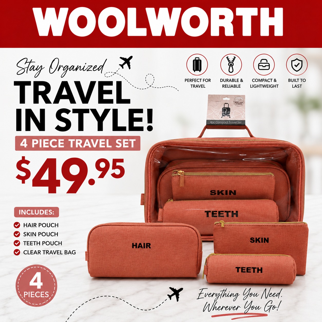 4 Piece Travel Set – $49.95 at Woolworth Barbados