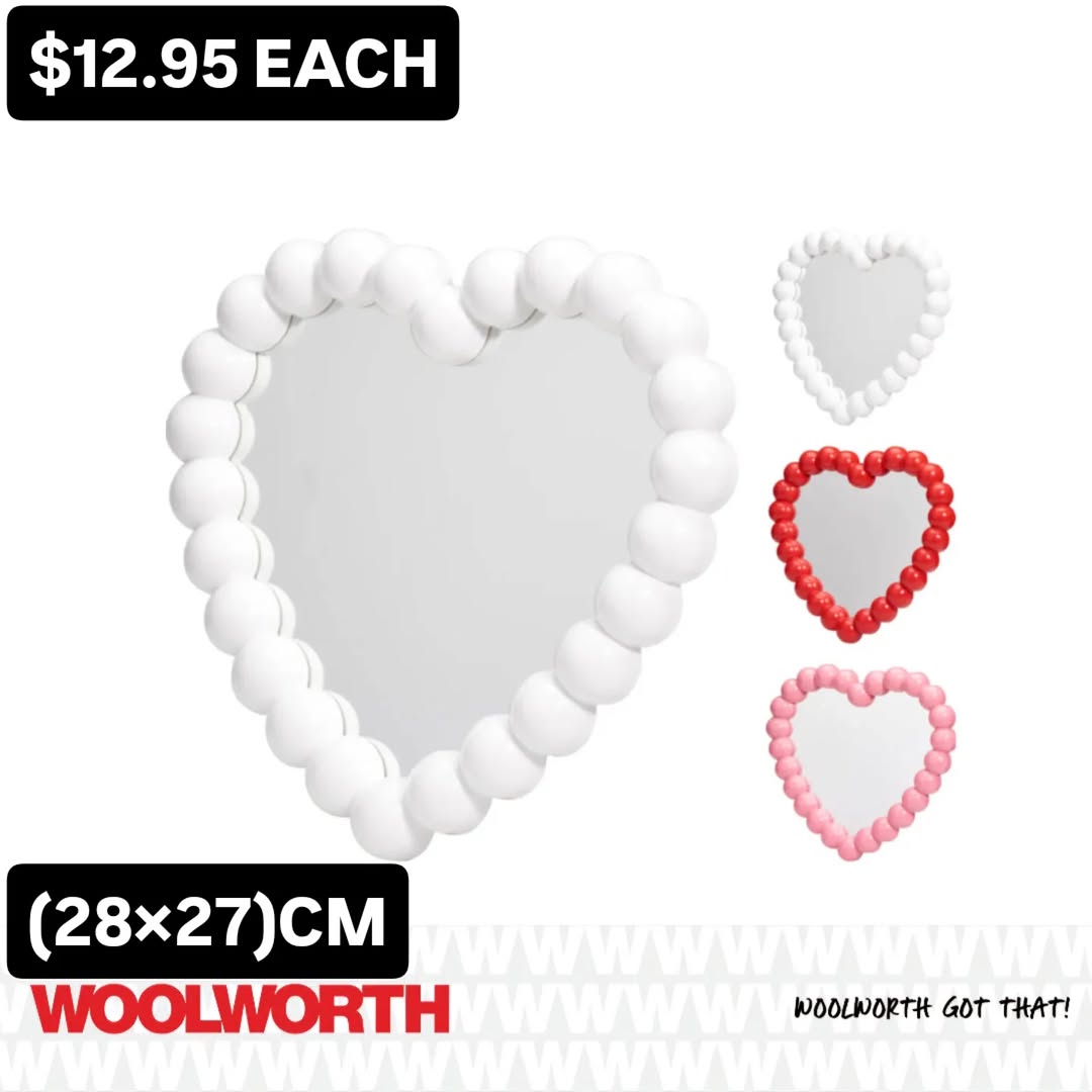 Heart-Shaped Wall Mirrors – $12.95 Each at Woolworth Barbados