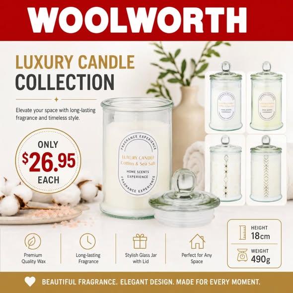 Woolworth Luxury Scented Candles from $8.95