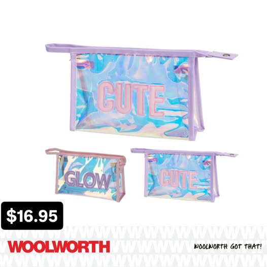 Holographic Cosmetic Bag Set – $16.95 at Woolworth Barbados
