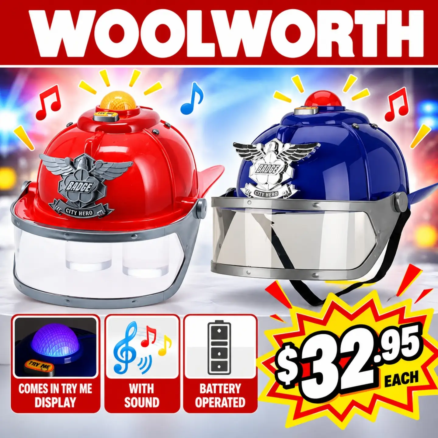Character Day Role-Play Sets at Woolworth: Helmets $32.95, Doctor Sets $17.95-$19.95