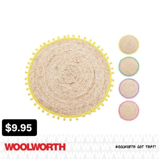 Woolworth Barbados – Braided Round Placemats with Pom Pom Trim for $9.95