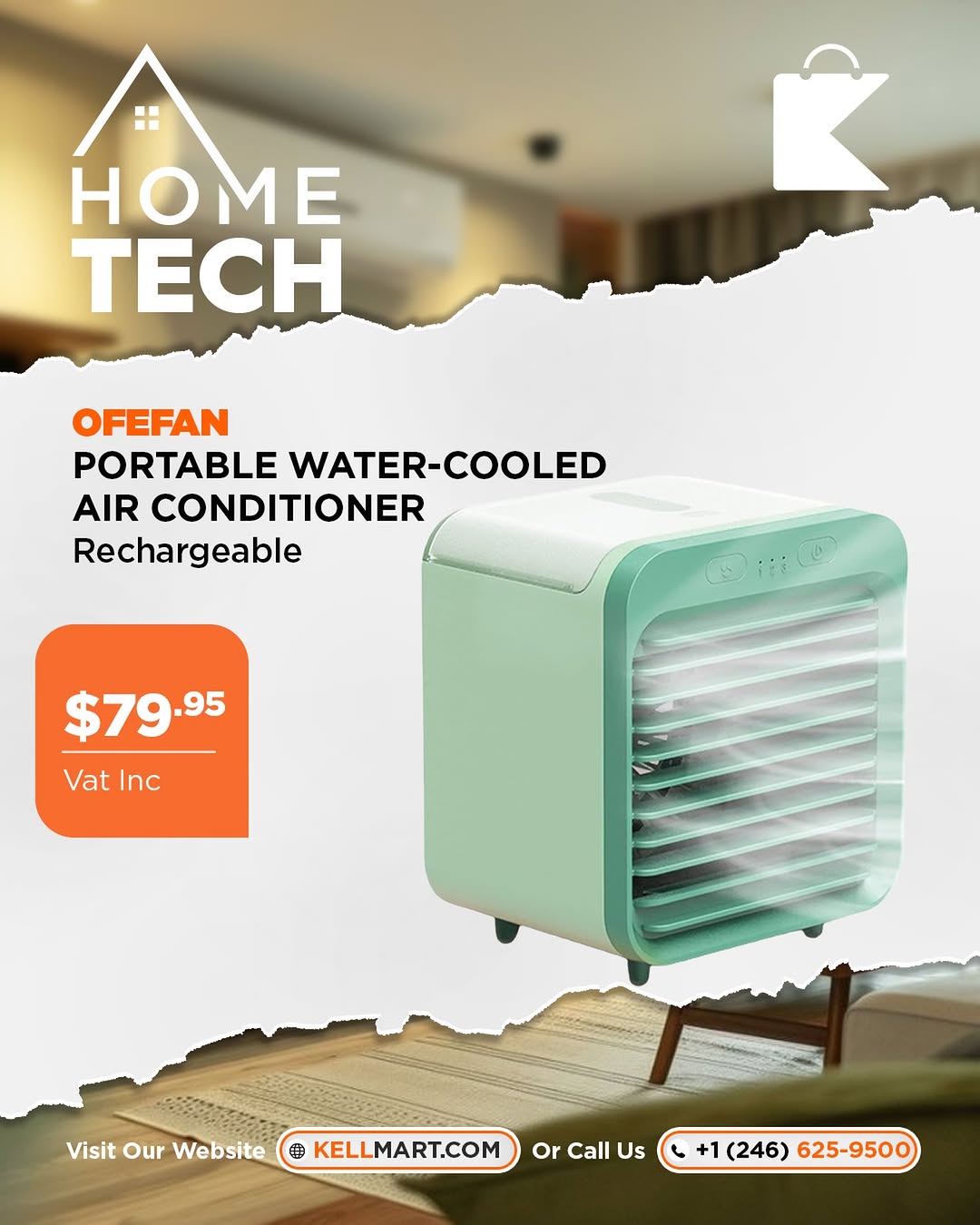 Ofefan Portable Water-Cooled Air Conditioner – $79.95 VAT Inc