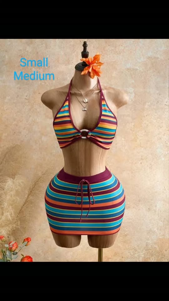 2pc Striped Skirt Set – $75 BBD (Small & Medium)