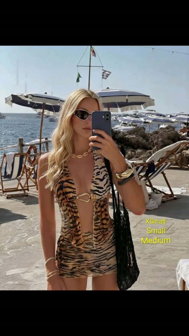 Halter Brown Tiger Stripe 3-Piece Set – $75 BBD