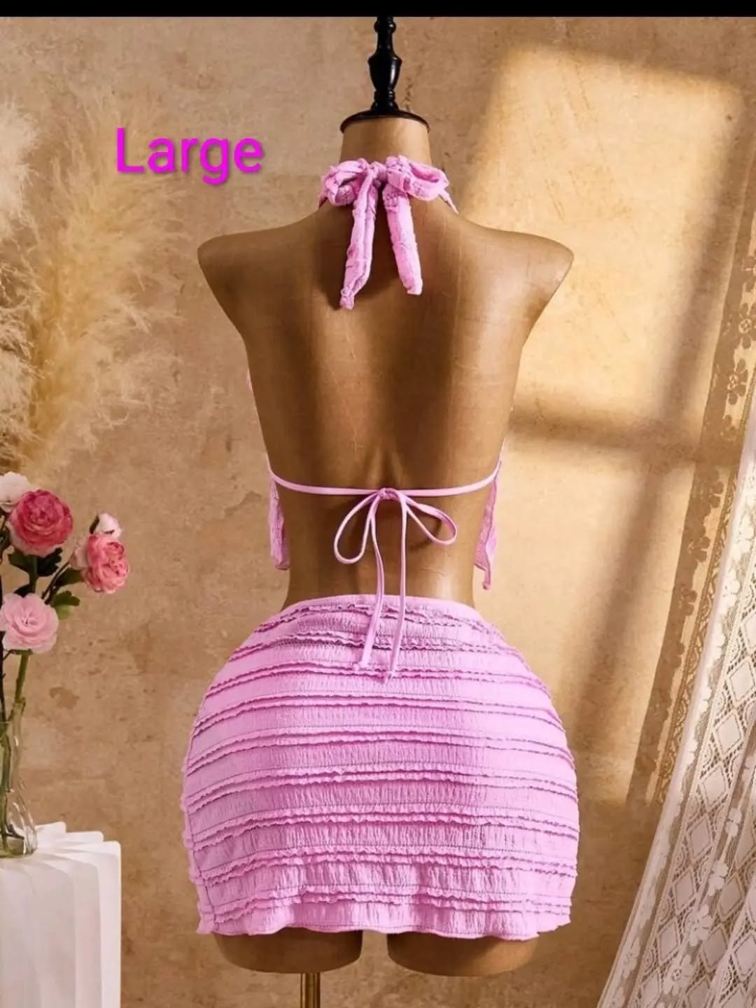 Sexy 3pc Pink Bikini Set – $95 BBD (Large)
