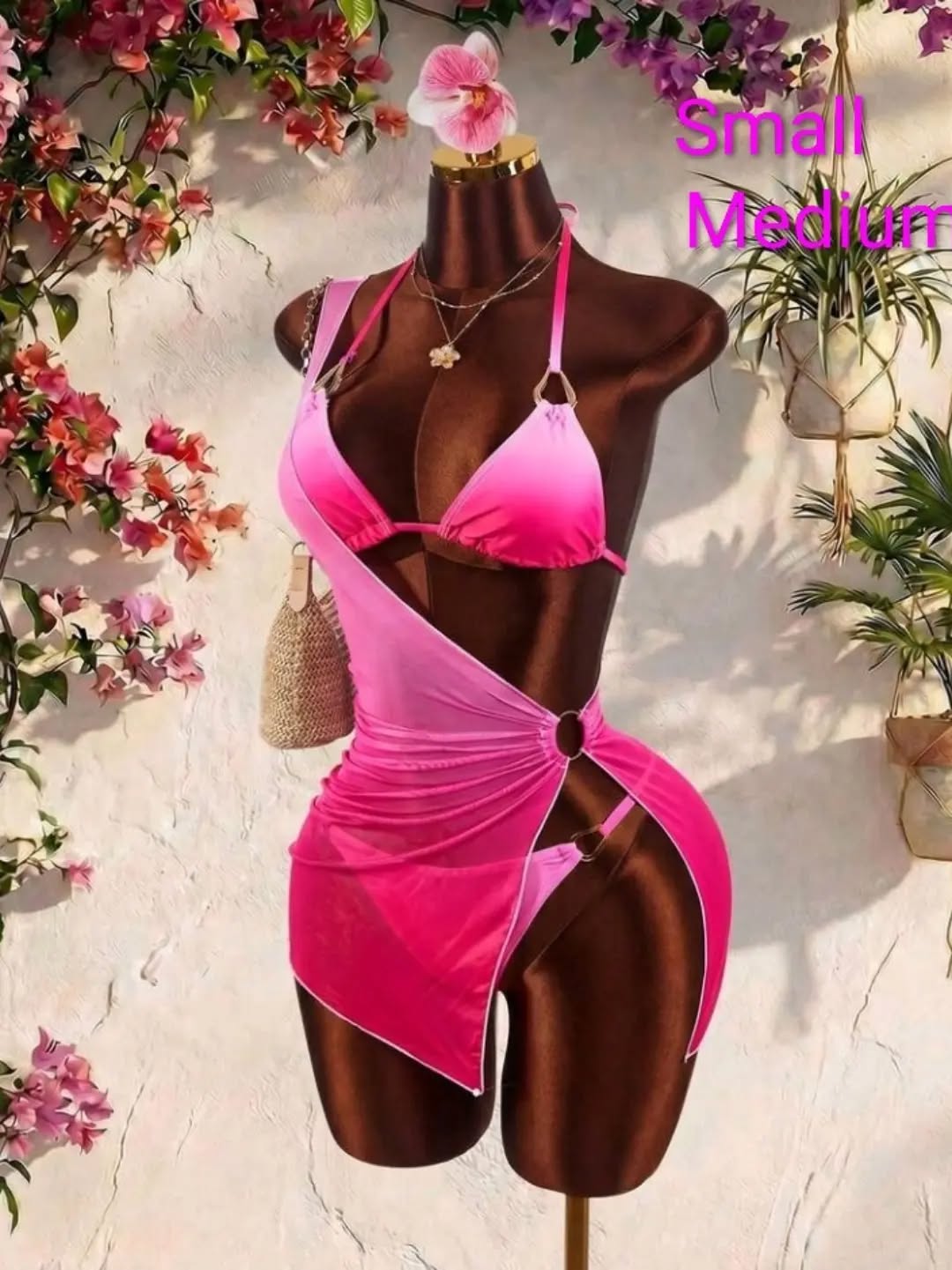 3-Piece Pink Bikini Set – $95 BBD (Small & Medium)