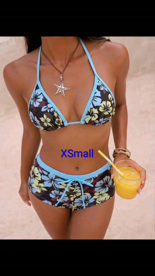 Blue Hibiscus Bikini Set (XSmall) – $70 BBD