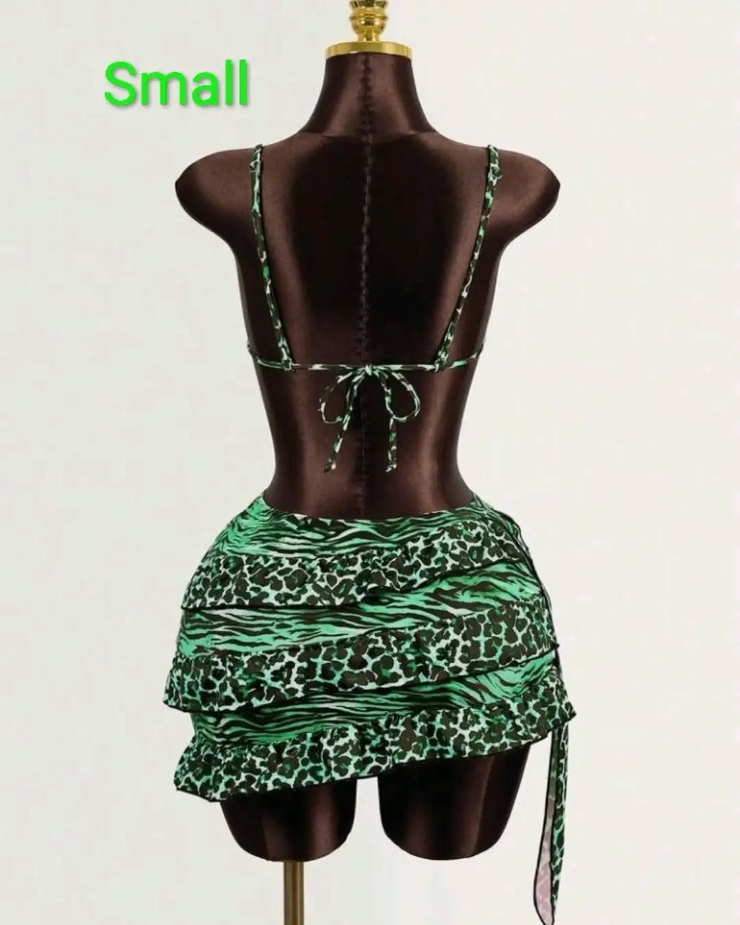 Green Leopard 3-Piece Bikini Set – $95 BBD (Small)