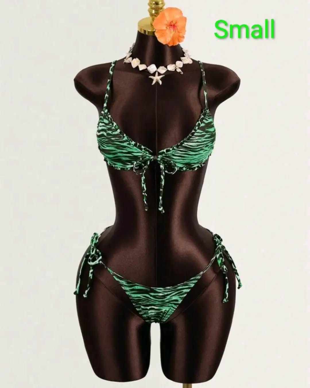 Green Leopard 3-Piece Bikini Set – $95 BBD (Small)
