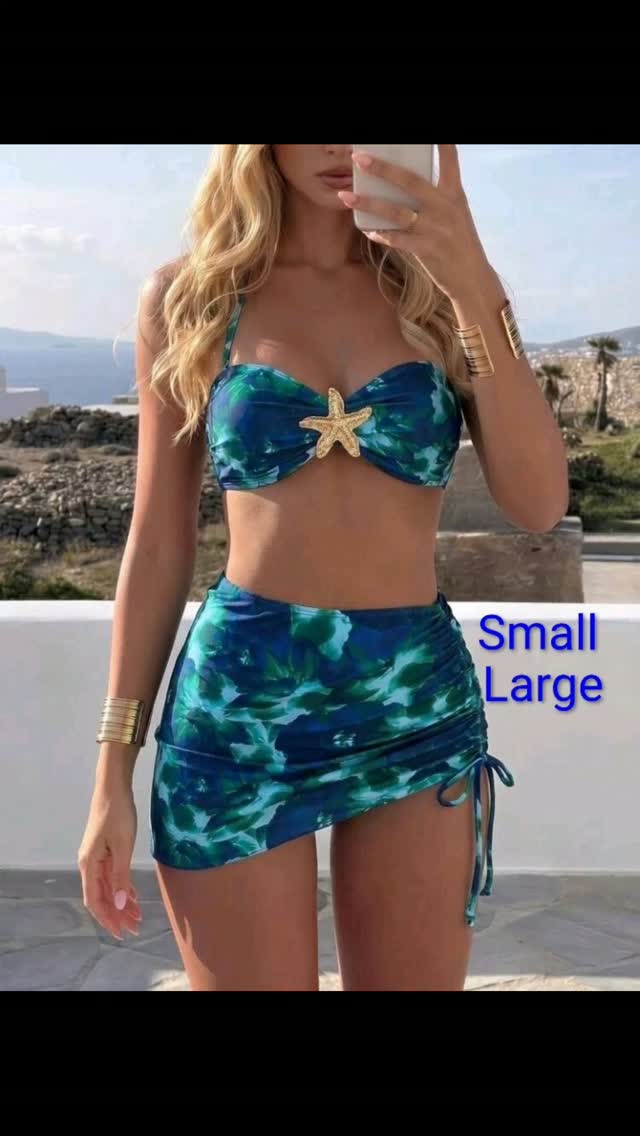 Starfish 3Pc Bikini Set – Teal Blue | $75 BBD