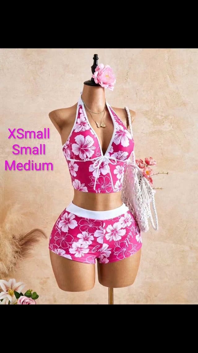 Pink Hibiscus Tankini Set – $70 BBD