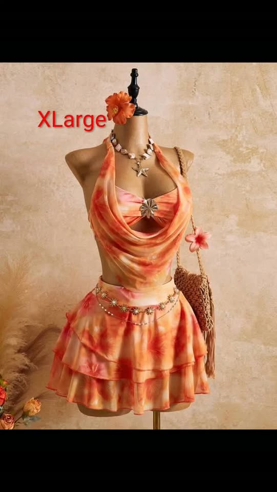 Floral 3pc Swimset in Orange – XLarge | $85 BBD