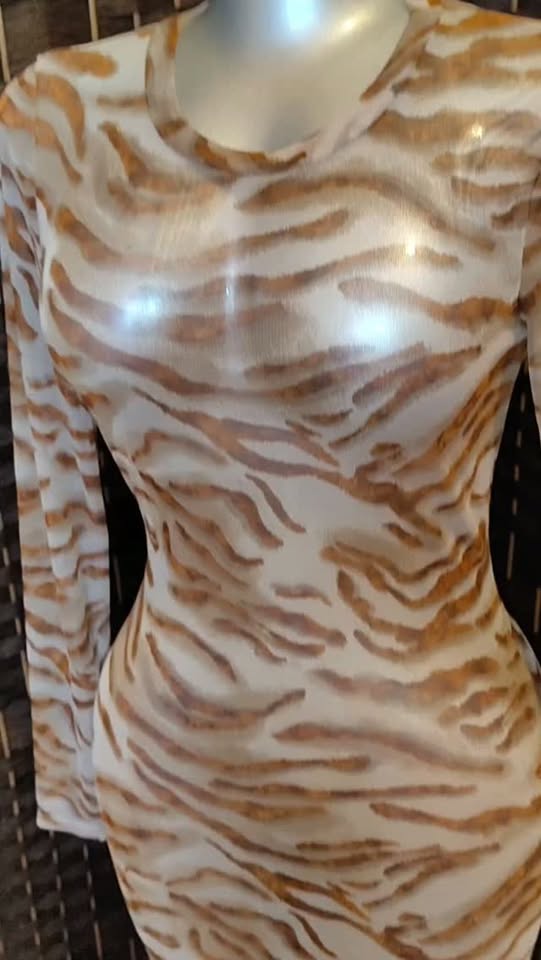 Animal Print Mesh Dress – Small – $70 BBD