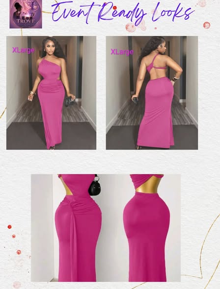 Knotted Pleated Maxi Dress in Pink – XLarge | $95 BBD