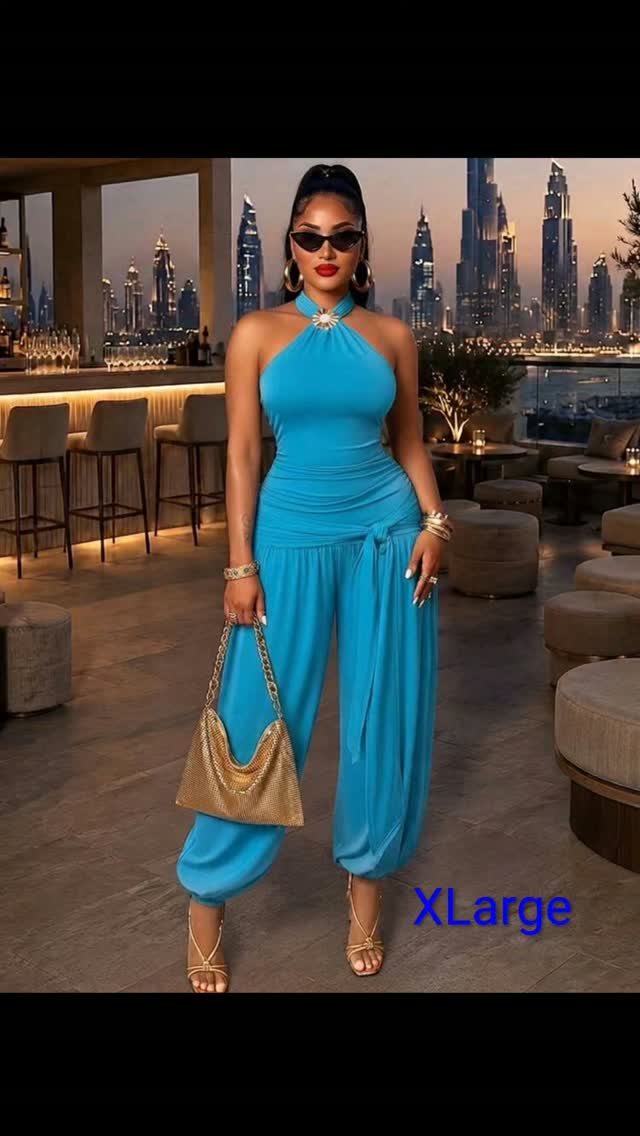 Blue Halter Jumpsuit – XLarge | $110 BBD