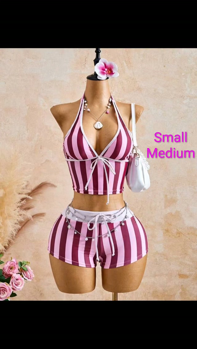 Striped Tankini Set – $70 BBD (Small & Medium Available)