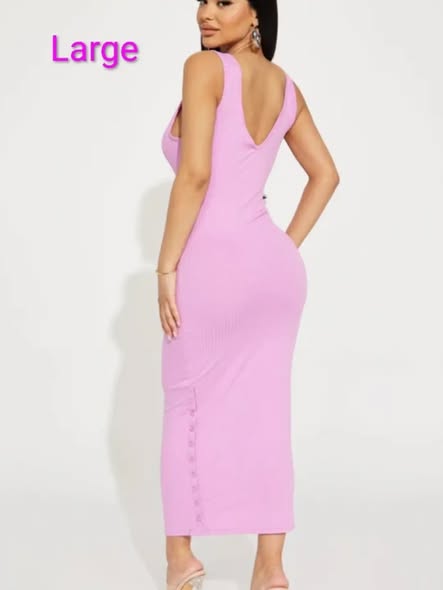 Pink Button Down Maxi Dress – $70 BBD