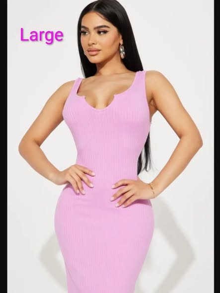 Pink Button Down Maxi Dress – $70 BBD