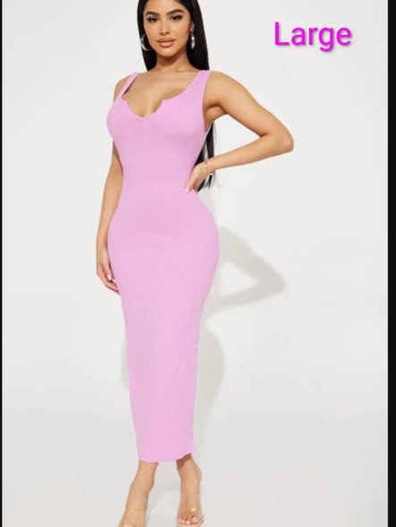 Pink Button Down Maxi Dress – $70 BBD