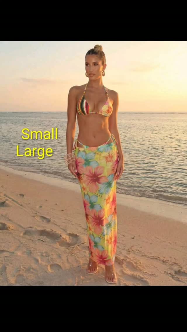 Colorful Boho 3 Pc Bikini Set – $85 BBD (Small & Large)
