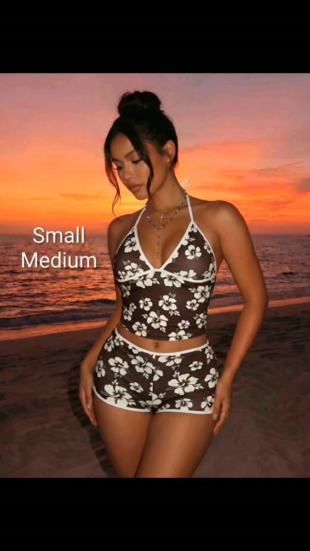 Brown Luxe Hibiscus Tankini Set – $70 BBD