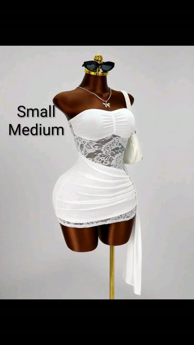 Lace Bodycon Sash Dress in White – $95 BBD (Small & Medium)
