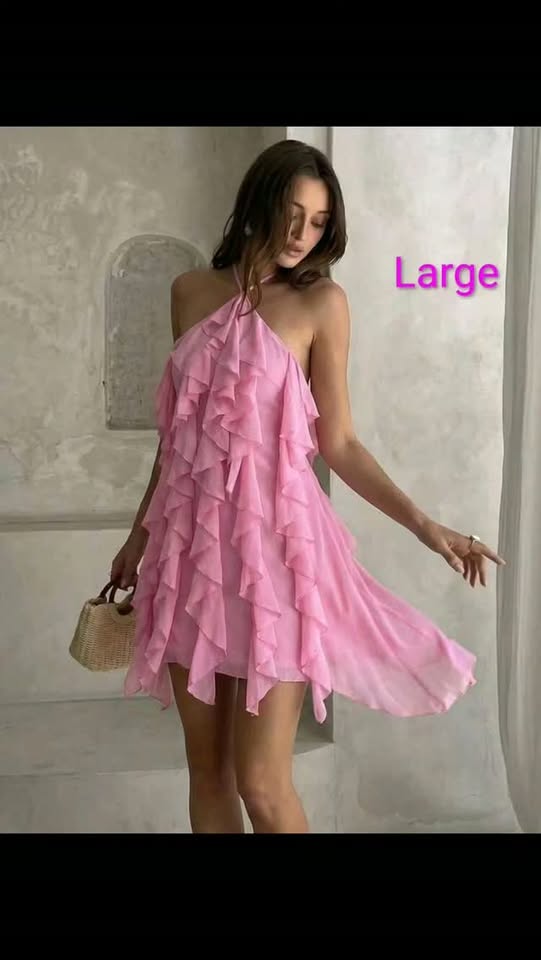 Soft Boho Off Shoulder Ruffle Mini Dress – Large | $100 BBD