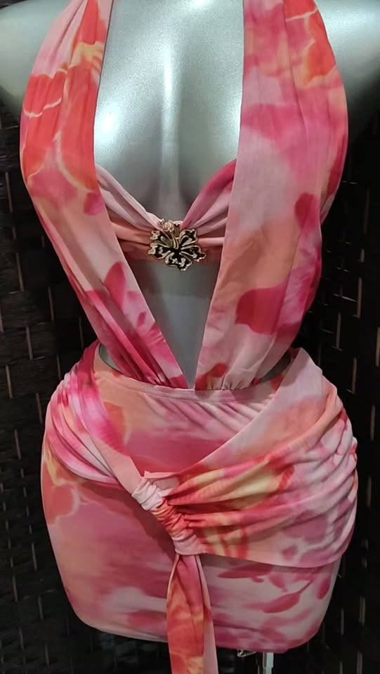 Floral Halter Mini Dress – XSmall | $85 BBD