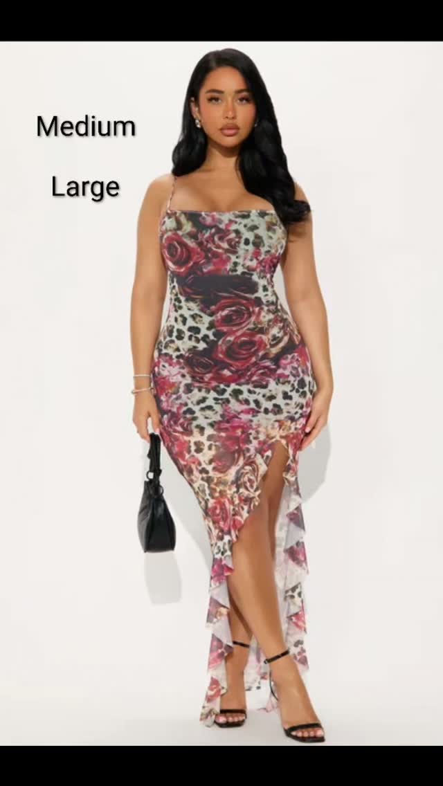 Rose Floral Dress – $90 BBD (Medium & Large Available)